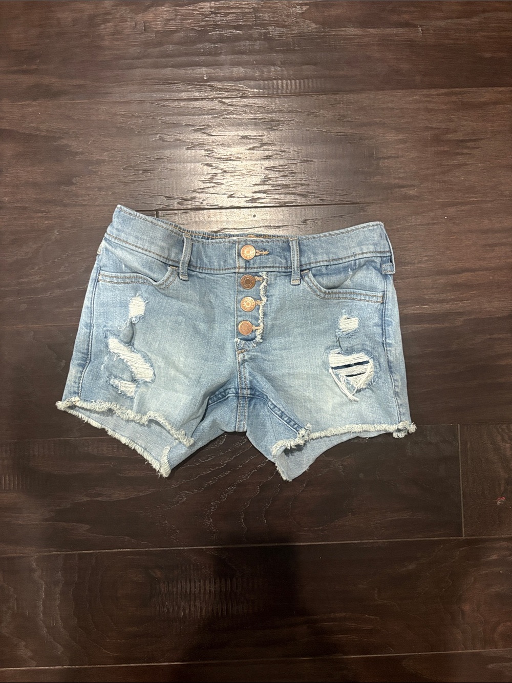 Abercrombie Pull on Girls Light Blue Distressed Denim Women's Shorts
